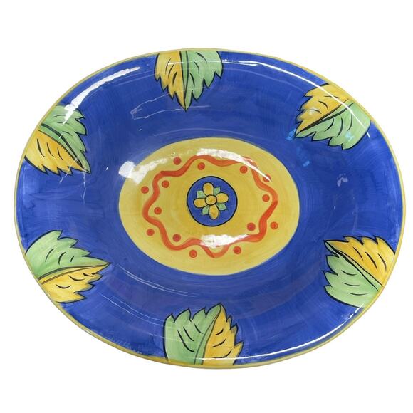 Tabletops Unlimited DERUTA Large Hand Painted Decorative Serving Bowl 16x13x3.5" - Picture 1 of 7